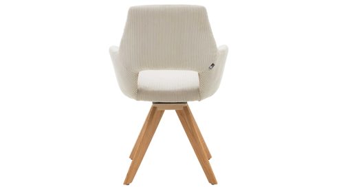 Vierfußstuhl Interliving aus Stoff in Beige Interliving Esszimmer Serie 5605 – Armlehnstuhl 2272-47 ecrufarbener Cord Rebel & Eiche