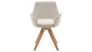 Vierfußstuhl Interliving aus Stoff in Beige Interliving Esszimmer Serie 5605 – Armlehnstuhl ecrufarbener Cord Rebel & Eiche