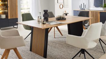 Esstisch Interliving aus Holz in Holzfarben Interliving Esszimmer Serie 5605 – Esstisch Charakter-Eiche & Schwarz - ca. 220 x 100 cm