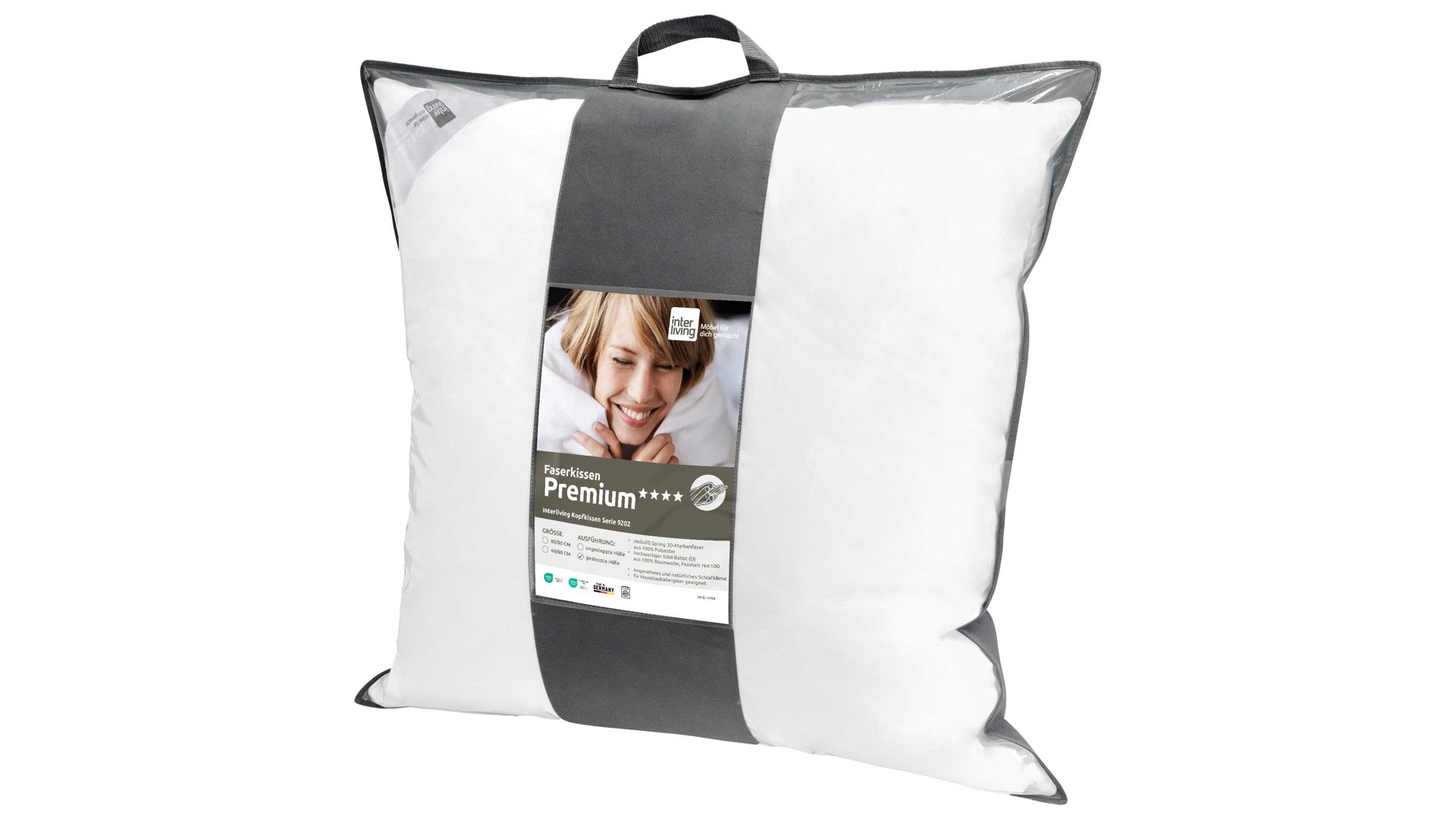 Kopfkissen Interliving aus Stoff in Weiß Interliving Kopfkissen Serie 9202 gesteppter Edel-Batist, ca. 800 g - ca. 80 x 80 cm