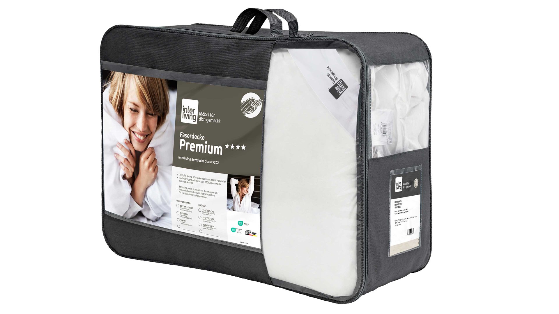 Faserdecke Interliving aus Stoff in Weiß Interliving Bettdecke Serie 9202 - Faserdecke warm, ca. 1.235 g - ca. 155 x 220 cm