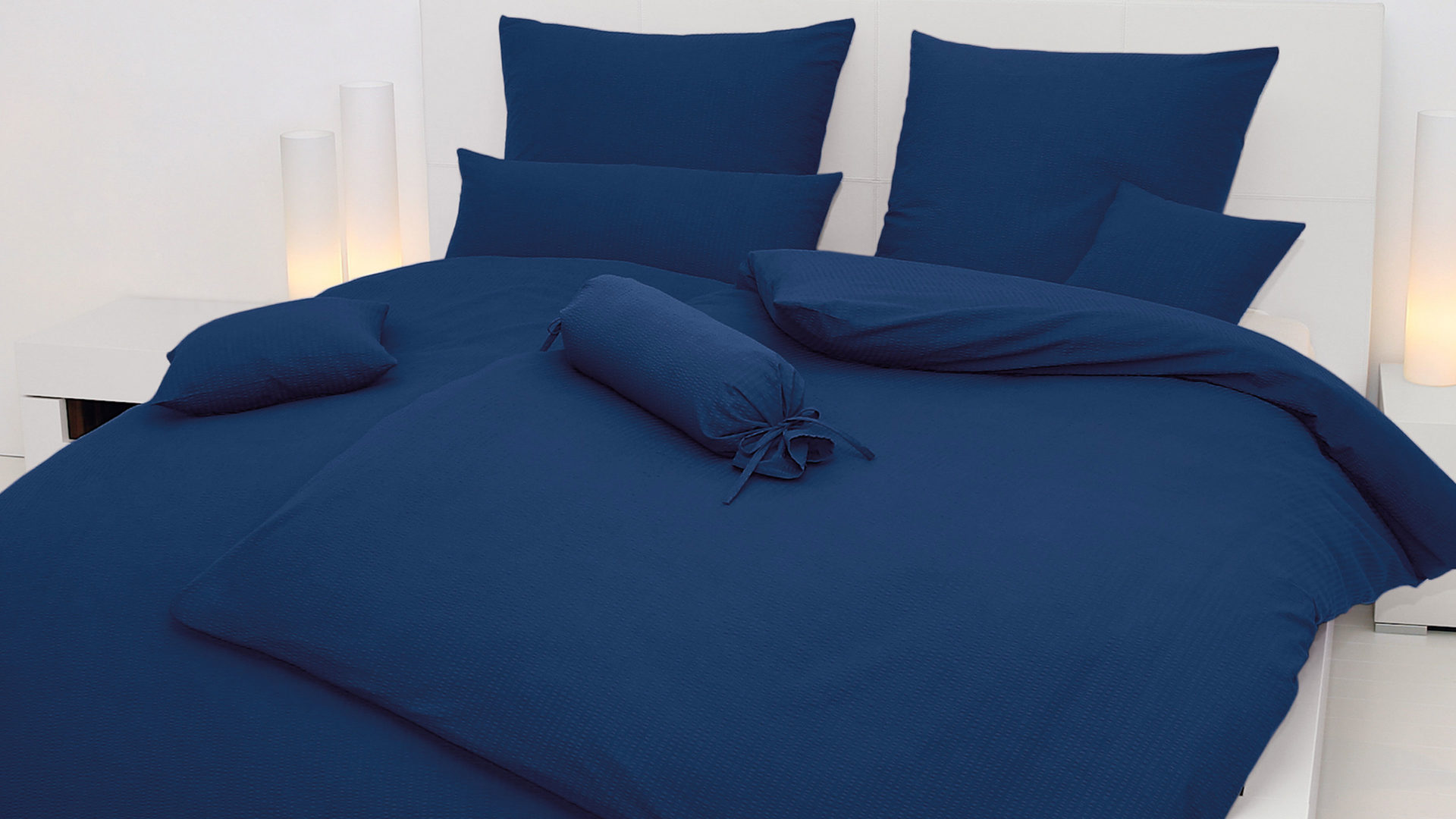 Bettwäsche-Set Janine® aus Naturfaser in Dunkelblau Janine® Bettwäsche-Set marine – ca. 135 x 200 cm