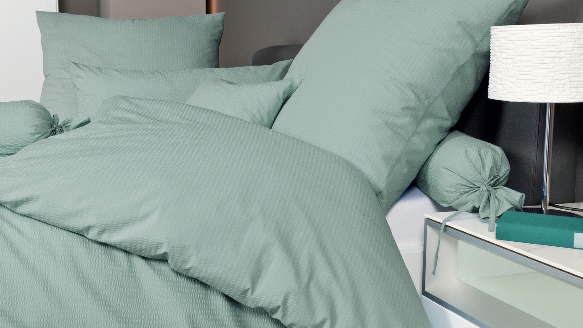 Bettwäsche-Set Janine® aus Naturfaser in Fichte Janine® Bettwäsche-Set rauchgrün – ca. 135 x 200 cm