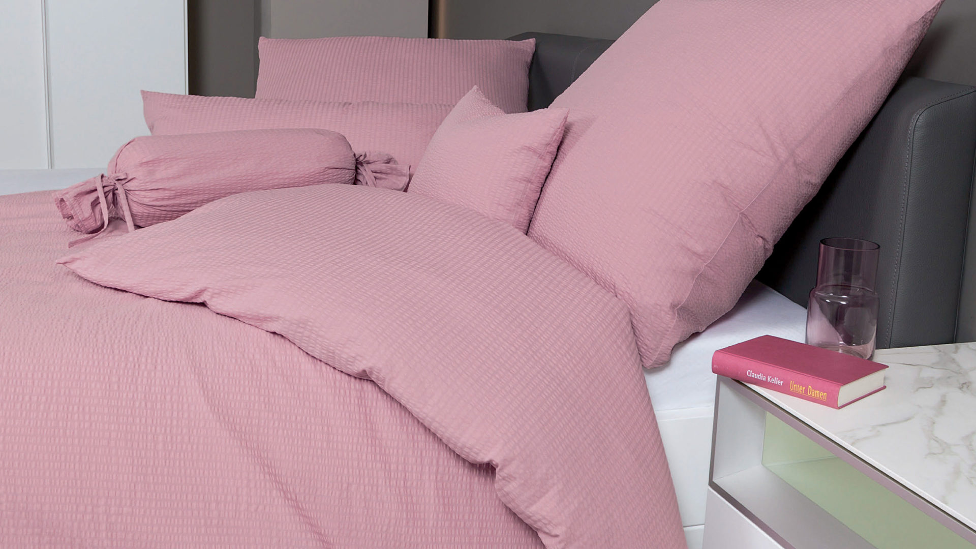 Bettwäsche-Set Janine® aus Naturfaser in Pink Janine® Bettwäsche-Set kreiderosé – ca. 155 x 220 cm