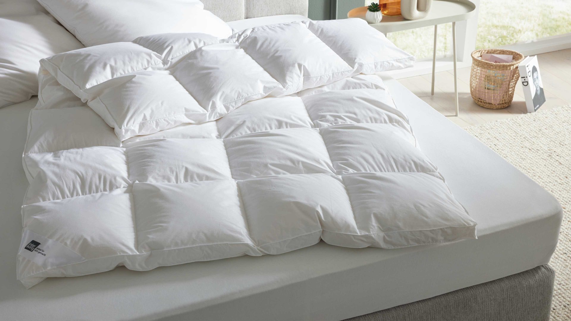 Daunendecke Interliving aus Stoff in Weiß Interliving Bettdecke Serie 9205 - Daunendecke als Aussenstegdecke warm, ca. 800 g Daunen - ca. 135 x 200 cm