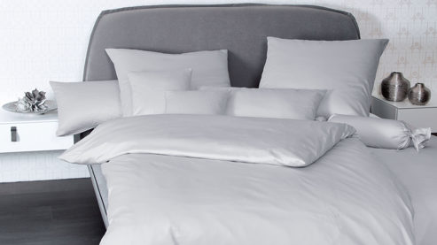 Bettwäsche-Set Janine® aus Naturfaser in Hellgrau Janine® Bettwäsche-Set Platin - ca. 155 x 220 cm