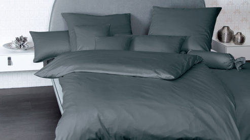 Bettwäsche-Set Janine® aus Naturfaser in Anthrazit Janine® Bettwäsche-Set Anthrazit - ca. 240 x 220 cm