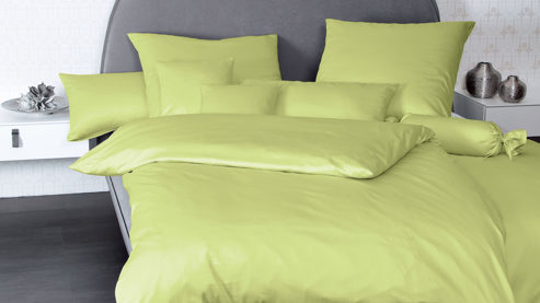 Bettwäsche-Set Janine® aus Naturfaser in Grün Janine® Bettwäsche-Set Apfelgrün - ca. 200 x 200 cm