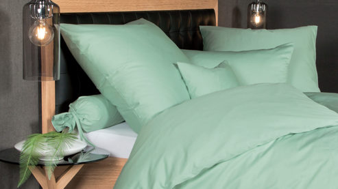 Bettwäsche-Set Janine® aus Naturfaser in Hellgrün Janine® Bettwäsche-Set Jadegrün - ca. 240 x 220 cm