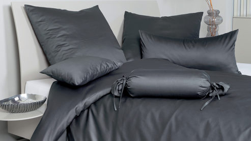 Bettwäsche-Set Janine® aus Naturfaser in Dunkelgrau Janine® Bettwäsche-Set Titan - ca. 155 x 220 cm