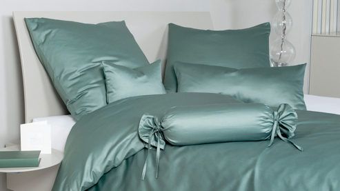 Bettwäsche-Set Janine® aus Naturfaser in Smaragd Janine® Bettwäsche-Set Salbeigrün - ca. 200 x 200 cm