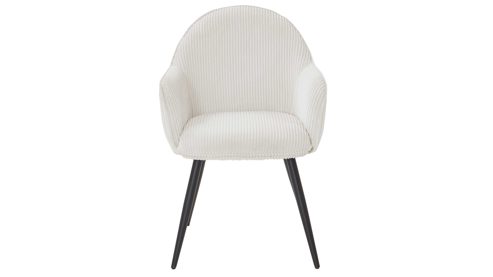 Vierfußstuhl WOODS & TRENDS aus Stoff in Weiß WOODS & TRENDS Armlehn-Polsterstuhl Arielle cremefarbener Breitcord & schwarzes Metall