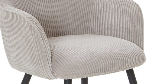 Vierfußstuhl WOODS & TRENDS aus Stoff in Hellgrau WOODS & TRENDS Armlehn-Polsterstuhl Arielle holzkohlefarbener Breitcord & schwarzes Metall