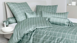 Bettwäsche-Set Janine® aus Naturfaser in Smaragd Janine Bettwäsche-Set Salbeigrün - ca. 155 x 220 cm