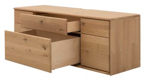 Wohnwand Interliving aus Holz in Holzfarben Interliving Wohnzimmer Serie 2028 - Wohnwand 0002 Wildeiche - vierteilig, Länge ca. 335 cm