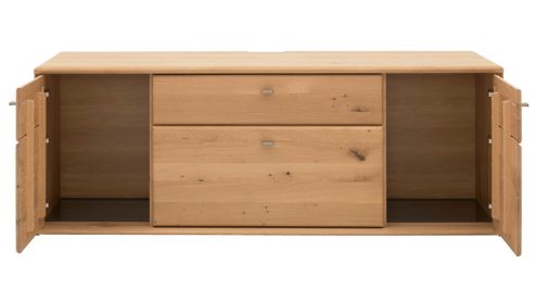 Wohnwand Interliving aus Holz in Holzfarben Interliving Wohnzimmer Serie 2028 - Wohnwand 0002 Wildeiche - vierteilig, Länge ca. 335 cm