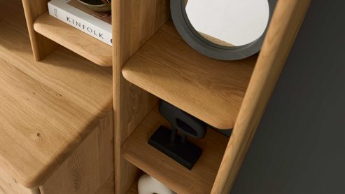 Wohnwand Interliving aus Holz in Holzfarben Interliving Wohnzimmer Serie 2028 - Wohnwand 0002 Wildeiche - vierteilig, Länge ca. 335 cm