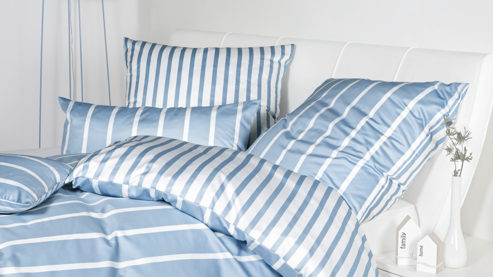 Bettwäsche-Set Janine® aus Naturfaser in Mittelblau Janine® Bettwäsche-Set Perlblau - ca. 240 x 220 cm