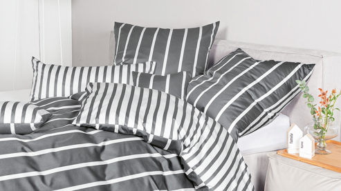 Bettwäsche-Set Janine® aus Naturfaser in Anthrazit Janine® Bettwäsche-Set Anthrazit - ca. 240 x 220 cm