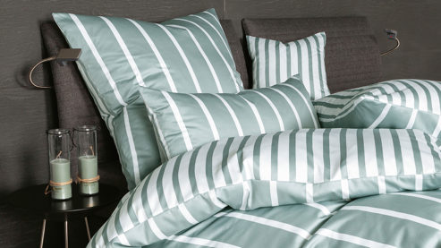 Bettwäsche-Set Janine® aus Naturfaser in Smaragd Janine® Bettwäsche-Set Salbeigrün - ca. 200 x 200 cm