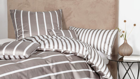 Bettwäsche-Set Janine® aus Naturfaser in Grau Janine® Bettwäsche-Set Vulkan - ca. 200 x 200 cm