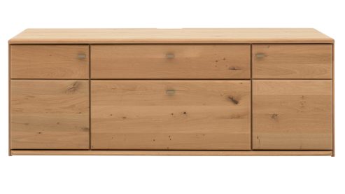 Lowboard Interliving aus Holz in Holzfarben Interliving Wohnzimmer Serie 2028 - Lowboard Wildeiche - zwei Türen, eine Schublade, Breite ca. 205 cm
