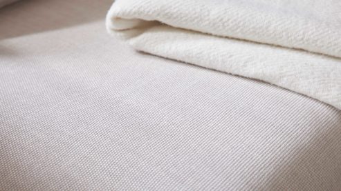 Einzelkissen Interliving aus Stoff in Weiß Interliving Sofa Serie 4450 - Nierenkissen ecrufarbener Webstoff LongLife Easy - ca. 58 x 25 cm