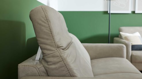 Dreisitzer Interliving aus Leder in Grau Interliving Sofa Serie 4065 – Dreisitzer 3KV kieselfarbenes Leder Cloudy gravel & schwarze Metallfüße – Länge ca. 238 cm