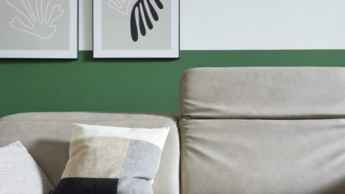 Zweisitzer Interliving aus Leder in Grau Interliving Sofa Serie 4065 – Zweisitzer kieselfarbenes Leder Cloudy gravel & schwarze Metallfüße – Länge ca. 180 cm