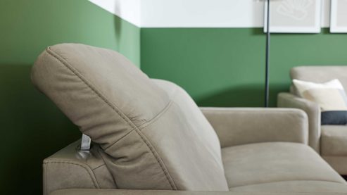 Zweisitzer Interliving aus Leder in Grau Interliving Sofa Serie 4065 – Zweisitzer kieselfarbenes Leder Cloudy gravel & schwarze Metallfüße – Länge ca. 180 cm