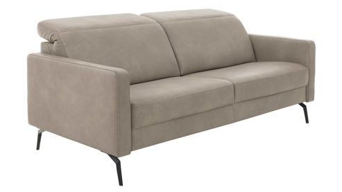 Dreisitzer Interliving aus Leder in Grau Interliving Sofa Serie 4065 – Dreisitzer 3KV kieselfarbenes Leder Cloudy gravel & schwarze Metallfüße – Länge ca. 238 cm