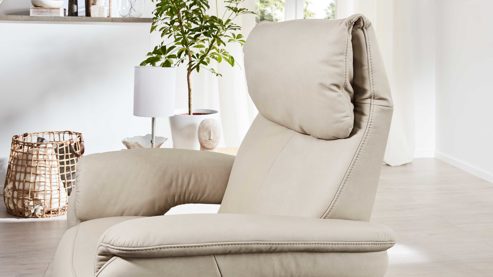 Relaxsessel comfortmaster besser sitzen, liegen, leben aus Leder in Weiß Comfortmaster 7304 - Easy-Swing-Sessel 52N klifffarbenes LongLife-Leder & edelstahlfarbener Tellerfuß