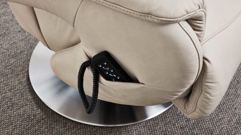 Relaxsessel comfortmaster besser sitzen, liegen, leben aus Leder in Weiß Comfortmaster 7304 - Easy-Swing-Sessel 52N klifffarbenes LongLife-Leder & edelstahlfarbener Tellerfuß