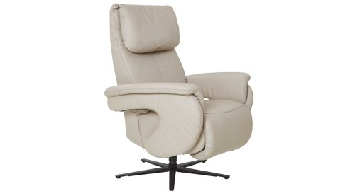 Relaxsessel comfortmaster besser sitzen, liegen, leben aus Leder in Weiß Comfortmaster 7304 - Easy-Swing-Sessel 31N mit manuellen Funktionen klifffarbenes LongLife-Leder & anthrazitfarbener Sternfuß