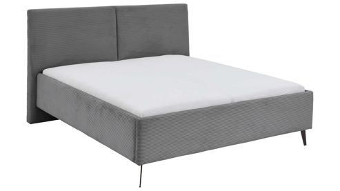 Bettgestell comfortmaster besser sitzen, liegen, leben aus Stoff in Grau Comfortmaster Polsterbettgestell grauer Breitcord Poso 60 & schwarze Metallfüße - Liegefläche ca. 180 x 200 cm