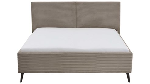 Bettgestell comfortmaster besser sitzen, liegen, leben aus Stoff in Hellbraun Comfortmaster Polsterbettgestell taupefarbener Breitcord Poso 03 & schwarze Metallfüße - Liegefläche ca. 180 x 200 cm