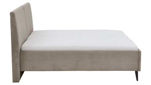Bettgestell comfortmaster besser sitzen, liegen, leben aus Stoff in Hellbraun Comfortmaster Polsterbettgestell taupefarbener Breitcord Poso 03 & schwarze Metallfüße - Liegefläche ca. 180 x 200 cm