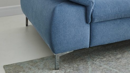 Ecksofa KAWOO aus Stoff in Blau KAWOO Serie 7178 - Ecksofa bzw. Polsterecke mit Funktionen eisblaue Chenille XBO-26 – Stellfläche ca. 319 x 240 cm