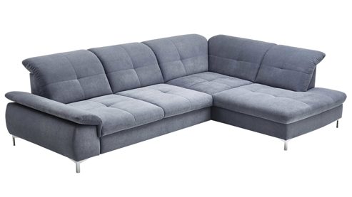 Ecksofa KAWOO aus Stoff in Blau KAWOO Serie 7178 - Ecksofa bzw. Polsterecke mit Funktionen eisblaue Chenille XBO-26 – Stellfläche ca. 319 x 240 cm