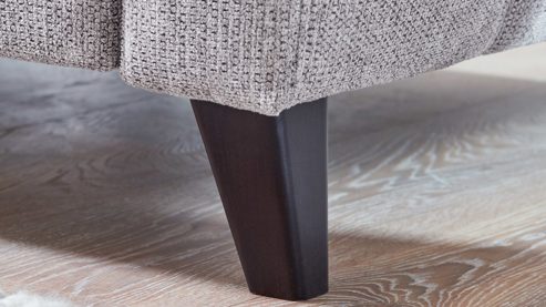 Ecksofa KAWOO aus Stoff in Hellgrau KAWOO Serie 8334 - Ecksofa platingraue Chenille GFS 49 & schwarze Holzfüße H61-250 - Stellfläche ca. 214 x 299 cm