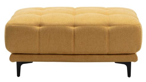 Polsterhocker KAWOO aus Stoff in Hellbraun KAWOO Serie 7536 - Polsterhocker honiggelbe Chenille & schwarze Metallfüße - ca. 106 x 70 cm