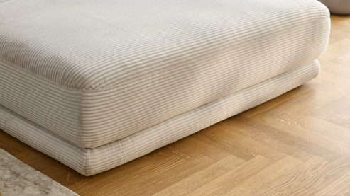 Ecksofa KAWOO aus Stoff in Hellgrau KAWOO Serie 7544 - Ecksofa mit Kopfteilverstellung hellgrauer Breitcord GCT 9 - Stellfläche ca. 326 x 187 cm