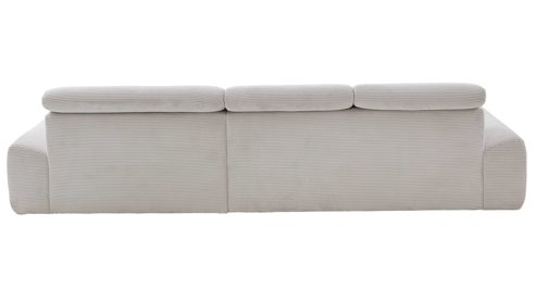 Ecksofa KAWOO aus Stoff in Hellgrau KAWOO Serie 7544 - Ecksofa mit Kopfteilverstellung hellgrauer Breitcord GCT 9 - Stellfläche ca. 326 x 187 cm