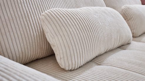 Einzelkissen Megapol aus Stoff in Beige Polsterprogramm VS-MP1028 - Nierenkissen naturfarbener Cord - ca. 58 x 25 cm