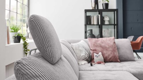 Kopfstütze Megapol aus Stoff in Hellgrau Polsterprogramm VS-MP1028 - Kopfstütze grauer Cord - Länge ca. 52 cm