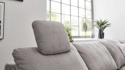 Kopfstütze Megapol aus Stoff in Grau Polsterprogramm VS-MP1028 - Comfort-Kopfstütze grauer Cordbezug - Länge ca. 44 cm
