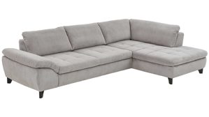 Ecksofa Megapol aus Stoff in Grau Polsterprogramm VS-MP1028 - Ecksofa grauer Breitcord & schwarze Metallfüße - Stellfläche ca. 306 x 197 cm