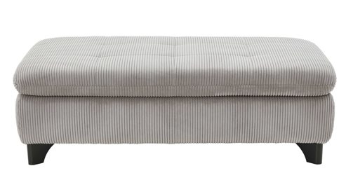 Polsterhocker Megapol aus Stoff in Grau Polsterprogramm VS-MP1028 - XXL-Hocker grauer Cordbezug & schwarze Metallfüße - ca. 135 x 63 cm