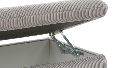 Funktionshocker Megapol aus Stoff in Grau Polsterprogramm VS-MP1028 - XXL-Funktions-Hocker grauer Cordbezug & schwarze Metallfüße - ca. 135 x 63 cm