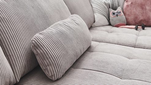 Einzelkissen Megapol aus Stoff in Grau Polsterprogramm VS-MP1028 - Nierenkissen grauer Cord - ca. 58 x 25 cm